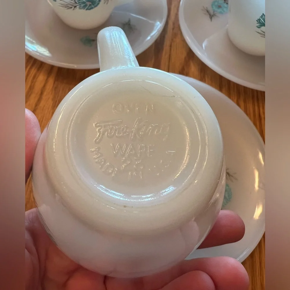 Vintage Fire King Milk Glass Tea Cup and Saucer Set